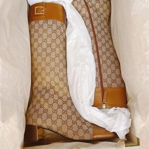 Gucci Ellis GG-Monogram Canvas Knee-High Boots